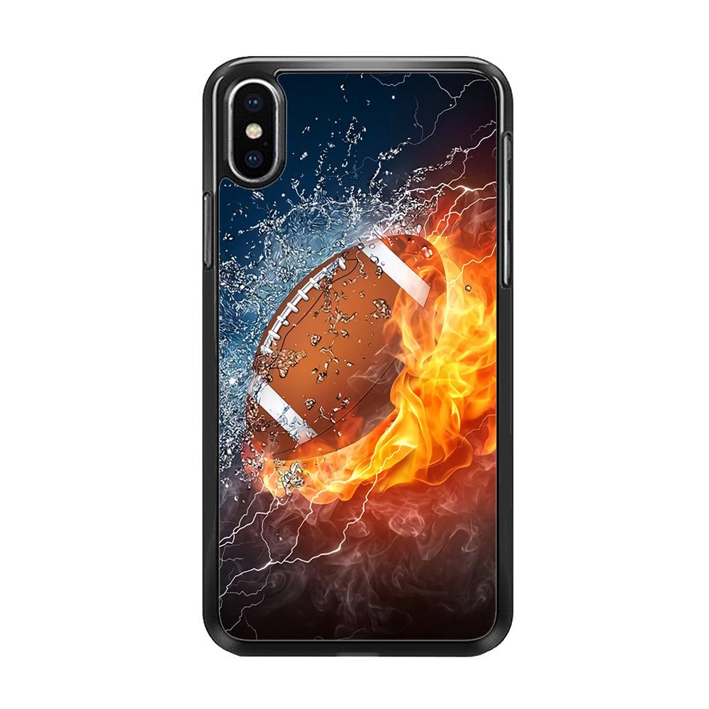American Football Ball Cool Art iPhone X Case-Rubber / Black (2D Case)-Xtracase