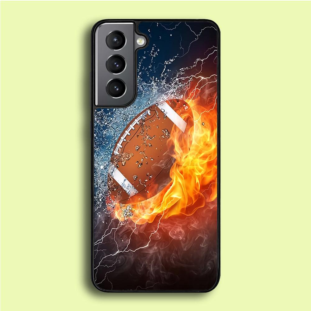 American Football Ball Cool Art Samsung Galaxy S21 Case-Rubber / White (2D Case)-Xtracase