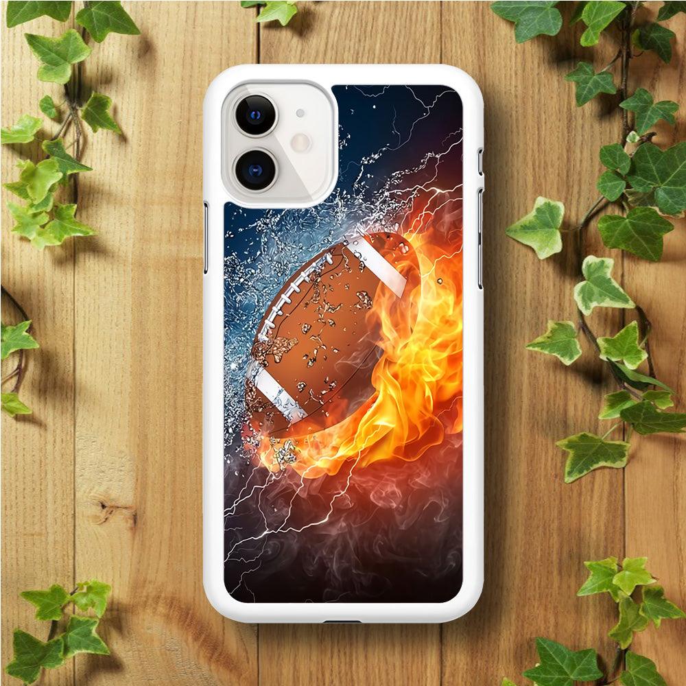 American Football Ball Cool Art iPhone 11 Case-Rubber / White (2D Case)-Xtracase