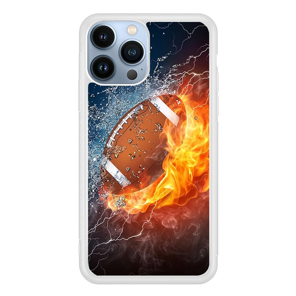 American Football Ball Cool Art iPhone 13 Pro Max Case-Rubber / White (2D Case)-Xtracase