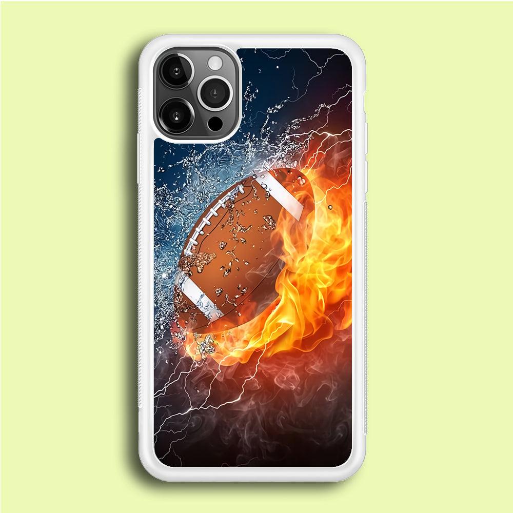 American Football Ball Cool Art iPhone 12 Pro Max Case-Rubber / White (2D Case)-Xtracase