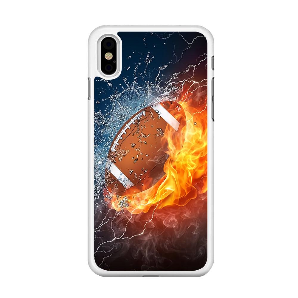 American Football Ball Cool Art iPhone X Case-Rubber / White (2D Case)-Xtracase