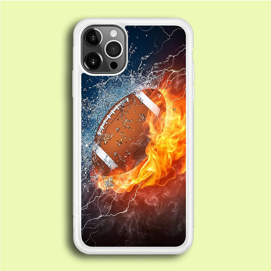 American Football Ball Cool Art iPhone 12 Pro Case-Rubber / White (2D Case)-Xtracase