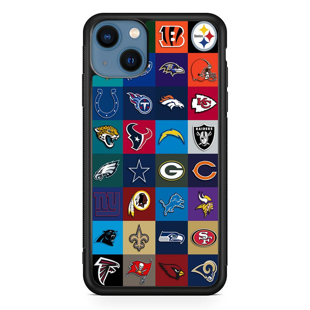 American Football Teams NFL iPhone 13 Mini Case-Rubber / Black (2D Case)-Xtracase
