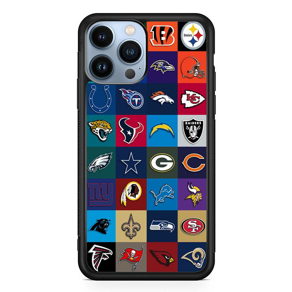 American Football Teams NFL iPhone 13 Pro Case-Rubber / Black (2D Case)-Xtracase