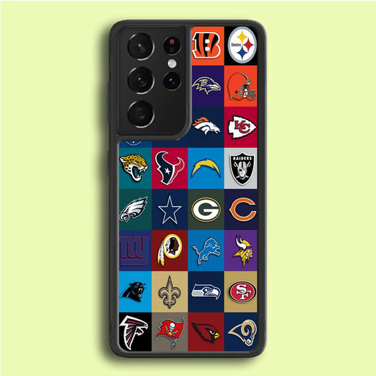 American Football Teams NFL Samsung Galaxy S21 Ultra Case-Rubber / White (2D Case)-Xtracase