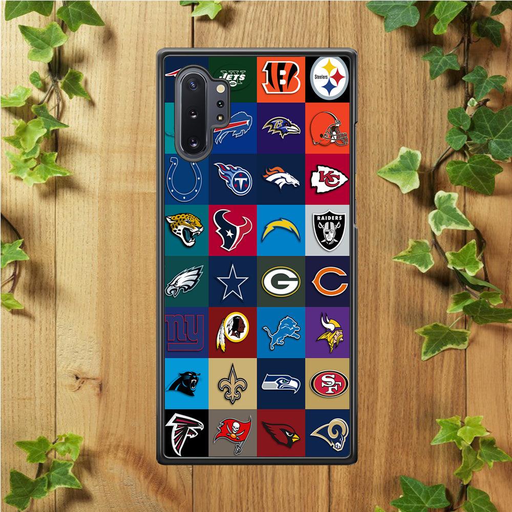 American Football Teams NFL Samsung Galaxy Note 10 Plus Case-Rubber / White (2D Case)-Xtracase