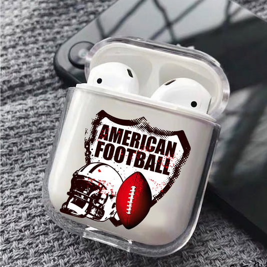 American Football Hard Plastic Protective Clear Case Cover For Apple Airpods