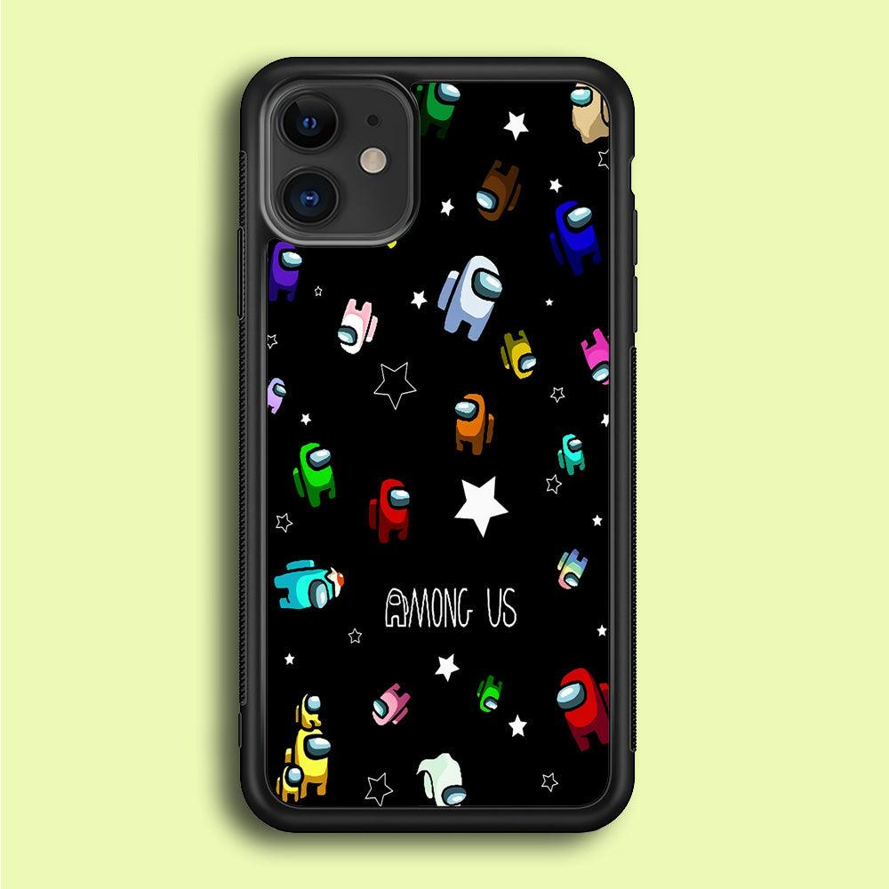 Among Us Star iPhone 12 Case-Rubber / Black (2D Case)-Xtracase