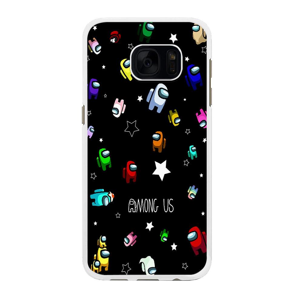Among Us Star Samsung Galaxy S7 Edge Case-Rubber / White (2D Case)-Xtracase