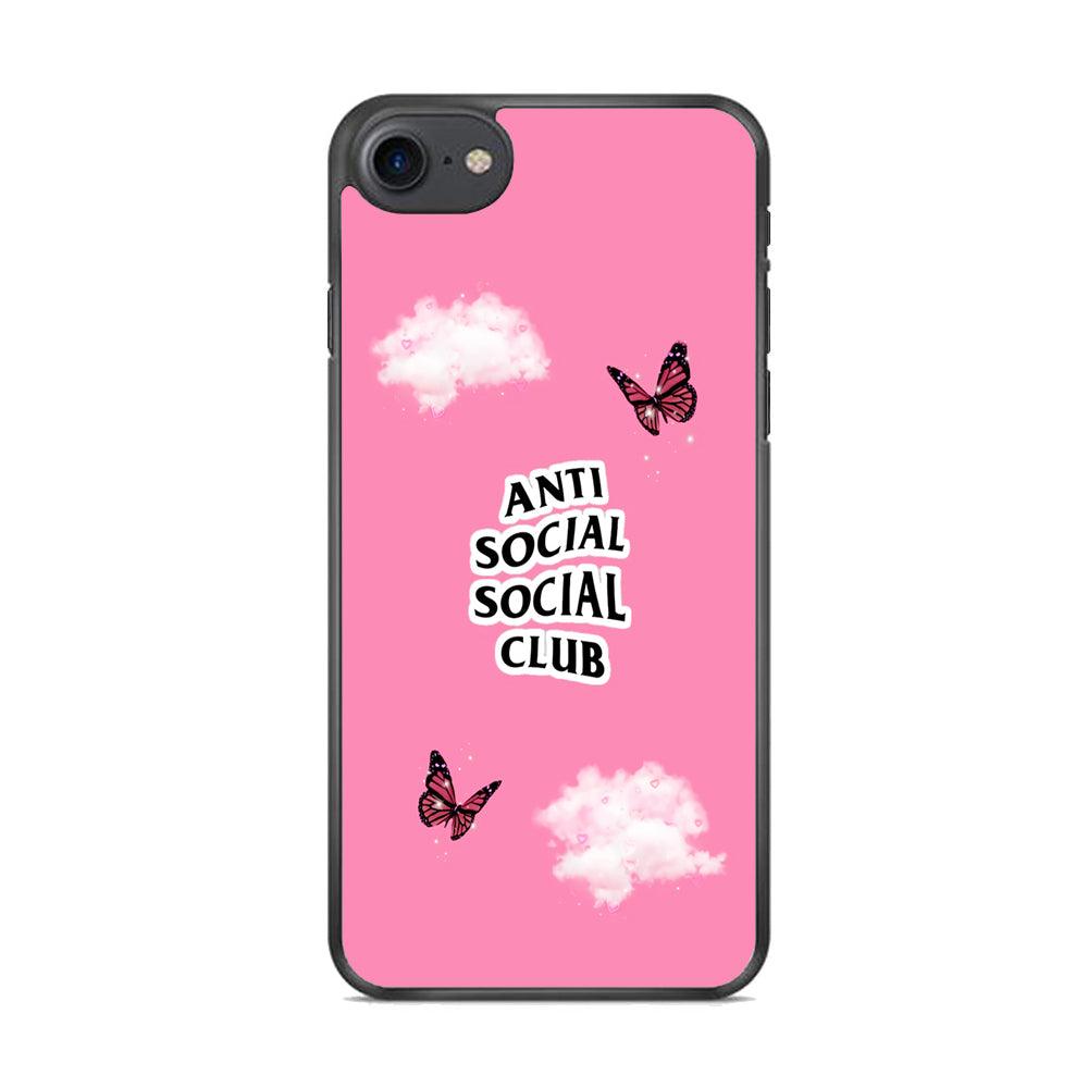 Anti Social Club Pink iPhone 8 Case-Rubber / Black (2D Case)-Xtracase