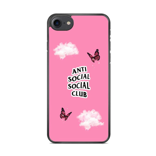 Anti Social Club Pink iPhone 8 Case-Rubber / Black (2D Case)-Xtracase