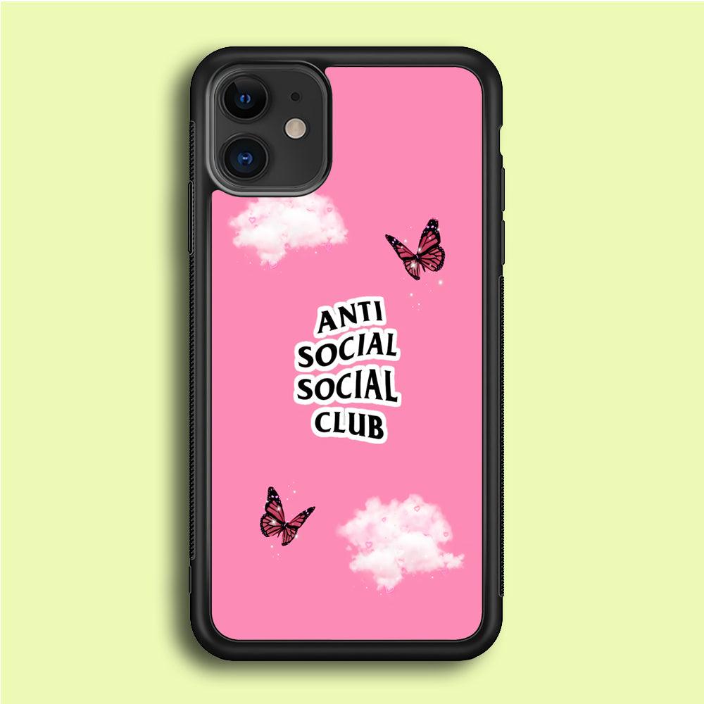 Anti Social Club Pink iPhone 12 Mini Case-Rubber / Black (2D Case)-Xtracase