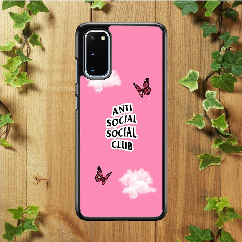 Anti Social Club Pink Samsung Galaxy S20 Case-Rubber / Black (2D Case)-Xtracase