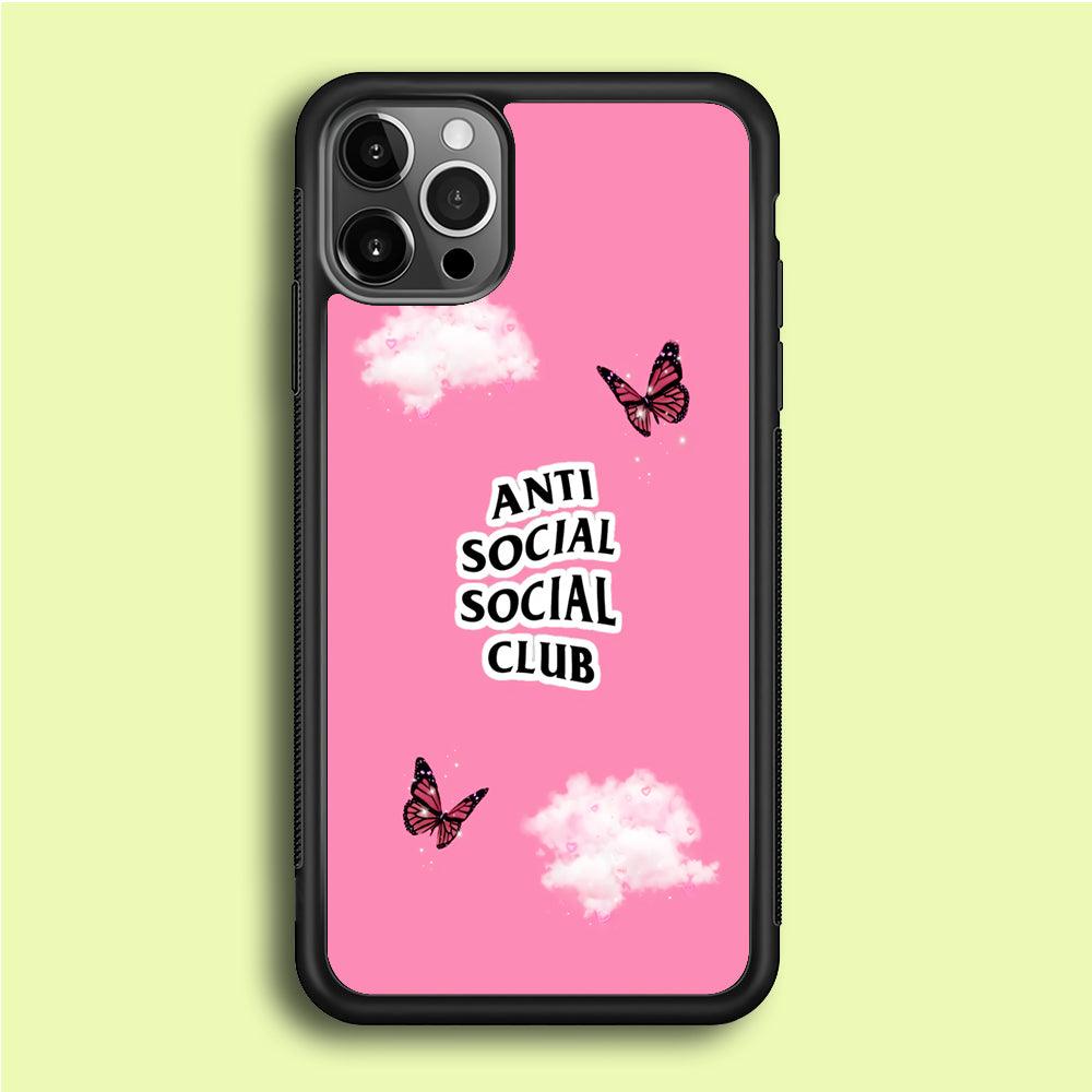 Anti Social Club Pink iPhone 12 Pro Max Case-Rubber / Black (2D Case)-Xtracase