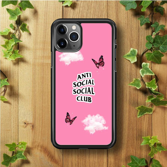 Anti Social Club Pink iPhone 11 Pro Max Case-Rubber / Black (2D Case)-Xtracase