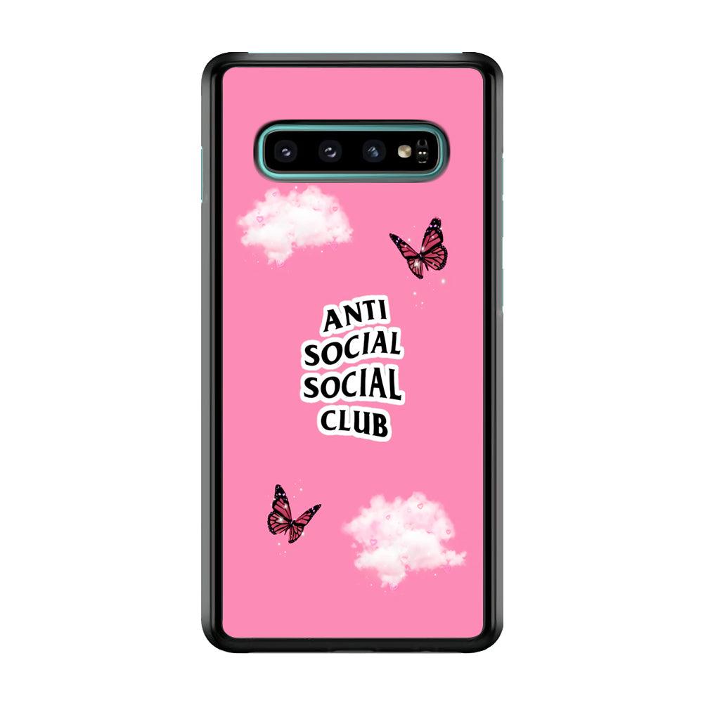 Anti Social Club Pink Samsung Galaxy S10 Plus Case-Rubber / Black (2D Case)-Xtracase