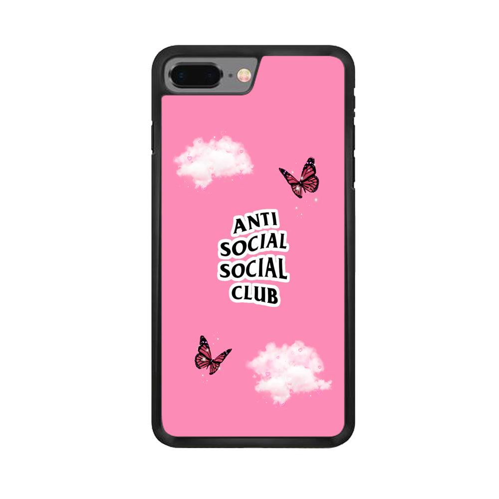 Anti Social Club Pink iPhone 8 Plus Case-Rubber / Black (2D Case)-Xtracase