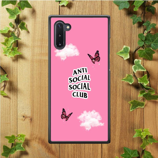 Anti Social Club Pink Samsung Galaxy Note 10 Case-Rubber / Black (2D Case)-Xtracase
