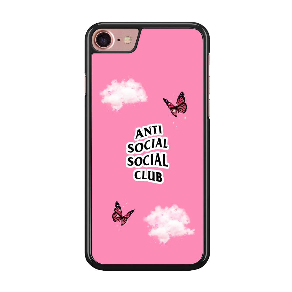 Anti Social Club Pink iPhone SE 2020 Case-Rubber / Black (2D Case)-Xtracase