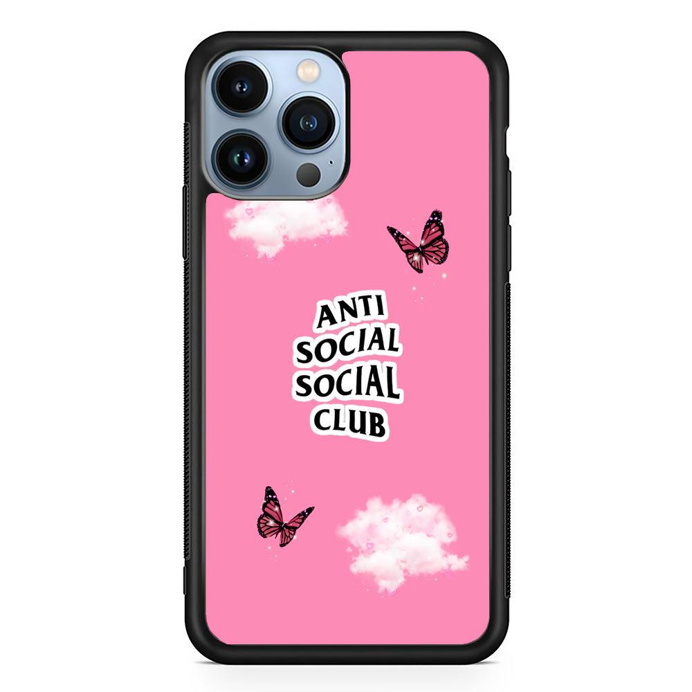 Anti Social Club Pink iPhone 13 Pro Case-Rubber / Black (2D Case)-Xtracase