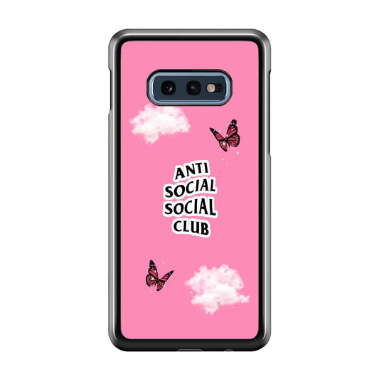 Anti Social Club Pink Samsung Galaxy S10E Case-Rubber / Black (2D Case)-Xtracase