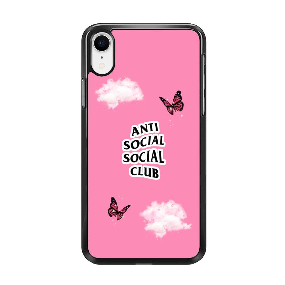 Anti Social Club Pink iPhone XR Case-Rubber / Black (2D Case)-Xtracase