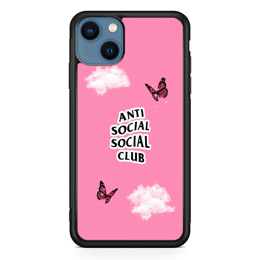 Anti Social Club Pink iPhone 13 Mini Case-Rubber / Black (2D Case)-Xtracase
