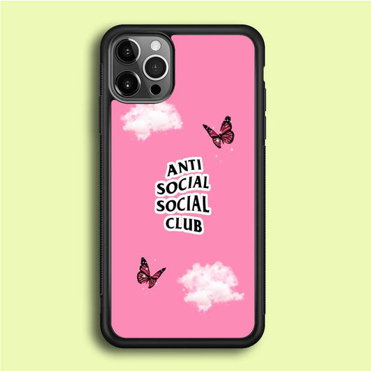 Anti Social Club Pink iPhone 12 Pro Case-Rubber / Black (2D Case)-Xtracase