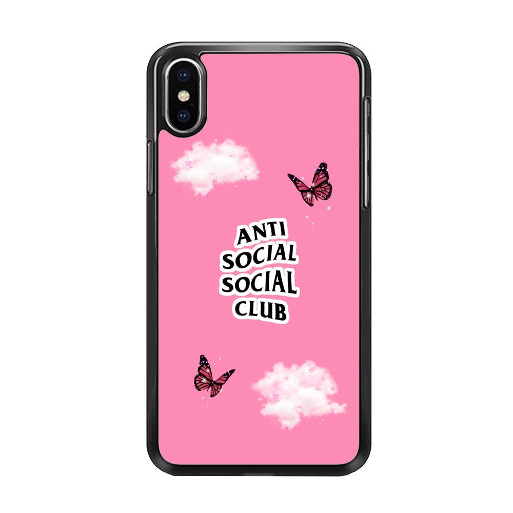 Anti Social Club Pink iPhone Xs Max Case-Rubber / Black (2D Case)-Xtracase