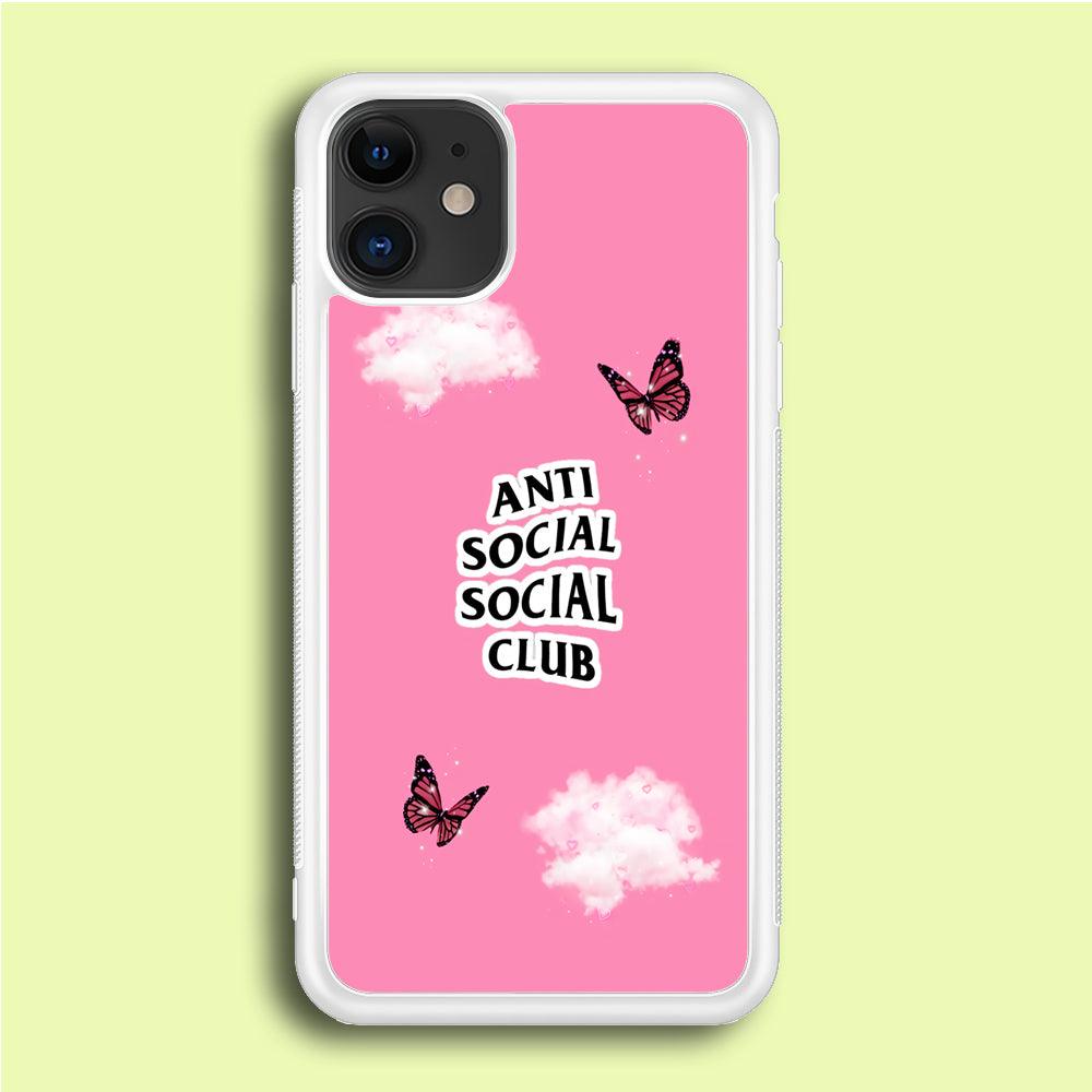 Anti Social Club Pink iPhone 12 Mini Case-Rubber / White (2D Case)-Xtracase