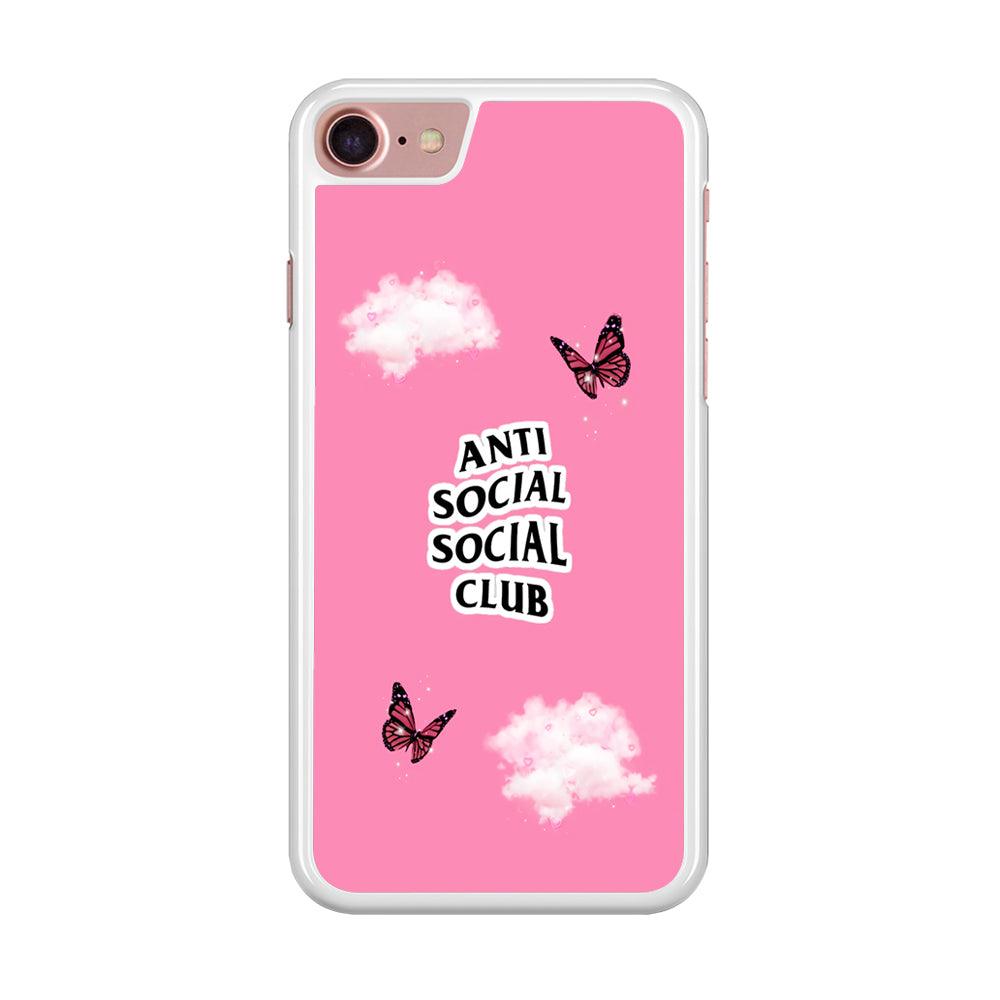 Anti Social Club Pink iPhone SE 2020 Case-Rubber / White (2D Case)-Xtracase