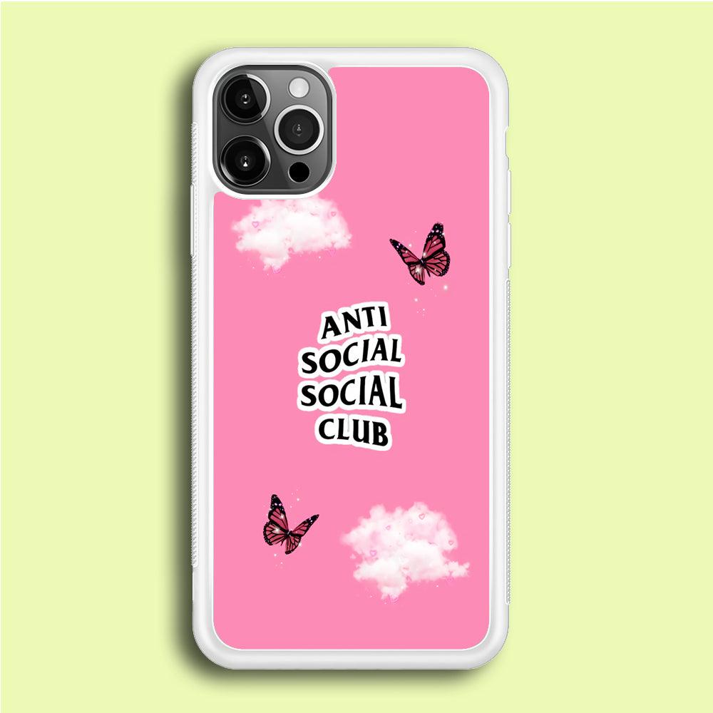Anti Social Club Pink iPhone 12 Pro Max Case-Rubber / White (2D Case)-Xtracase