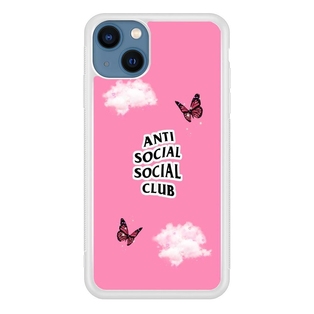 Anti Social Club Pink iPhone 13 Case-Rubber / White (2D Case)-Xtracase