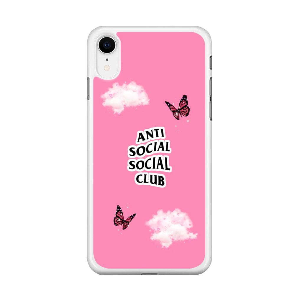 Anti Social Club Pink iPhone XR Case-Rubber / White (2D Case)-Xtracase