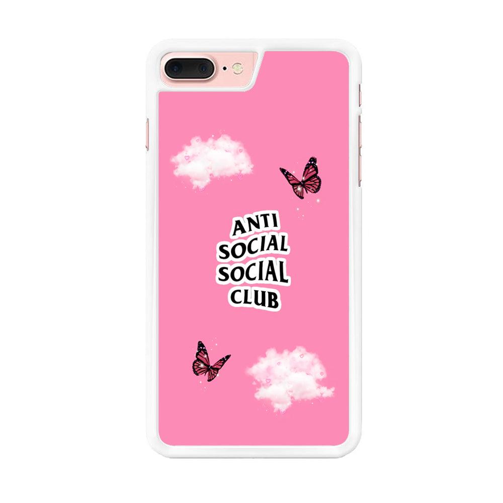 Anti Social Club Pink iPhone 7 Plus Case-Rubber / White (2D Case)-Xtracase