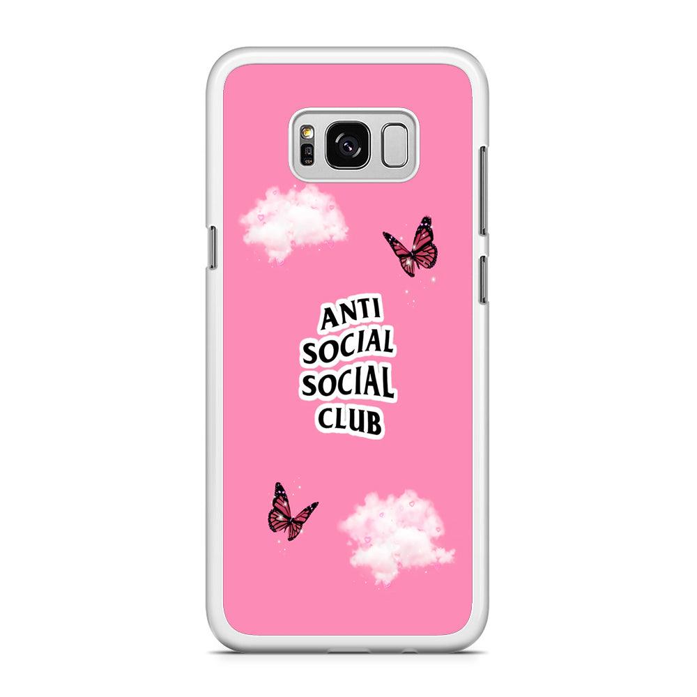 Anti Social Club Pink Samsung Galaxy S8 Case-Rubber / White (2D Case)-Xtracase