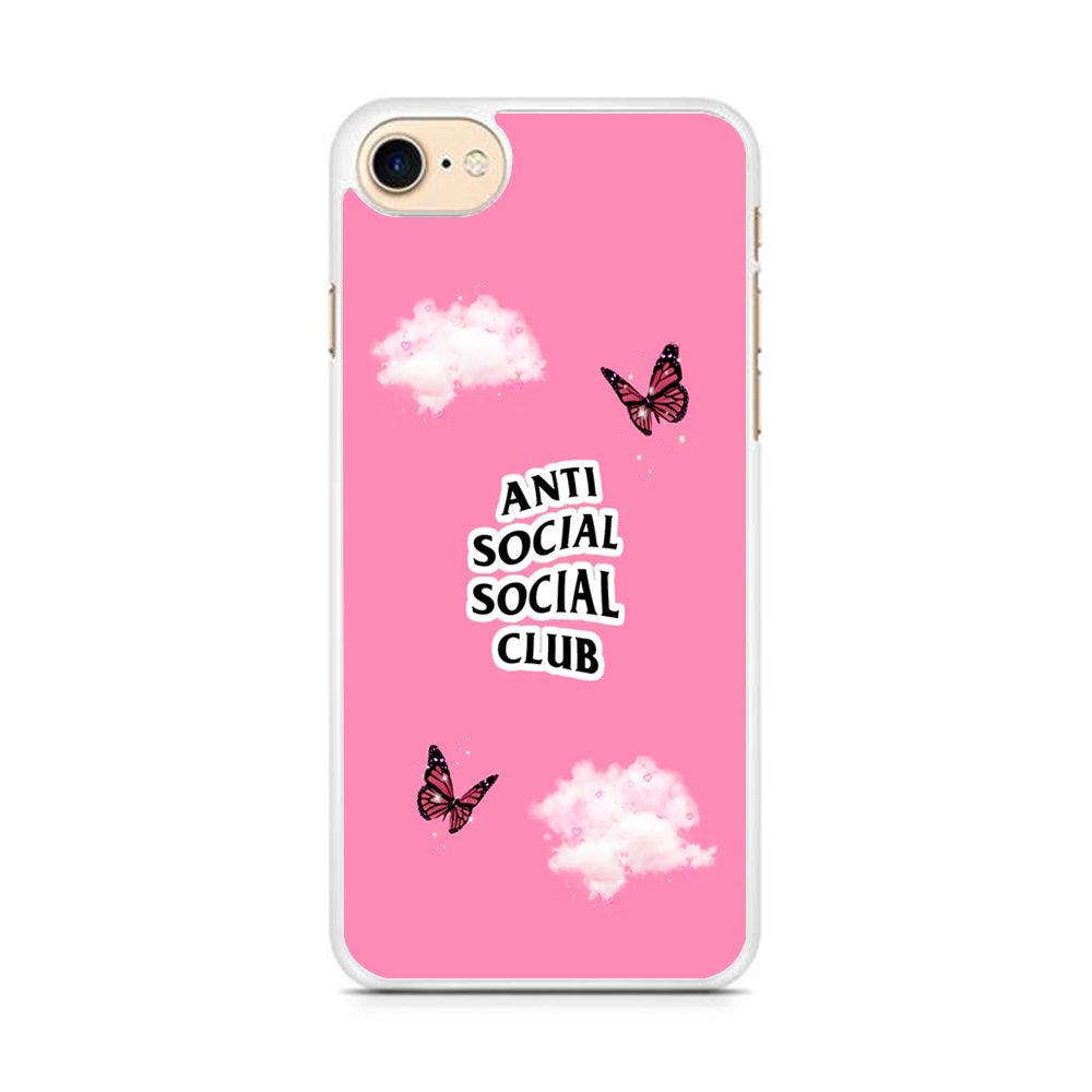 Anti Social Club Pink iPhone 8 Case-Rubber / White (2D Case)-Xtracase