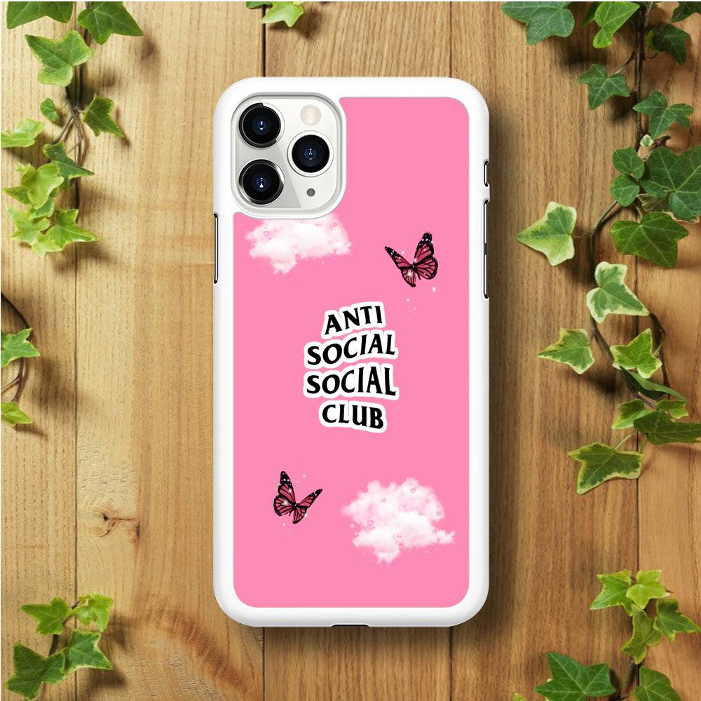 Anti Social Club Pink iPhone 11 Pro Case-Rubber / White (2D Case)-Xtracase