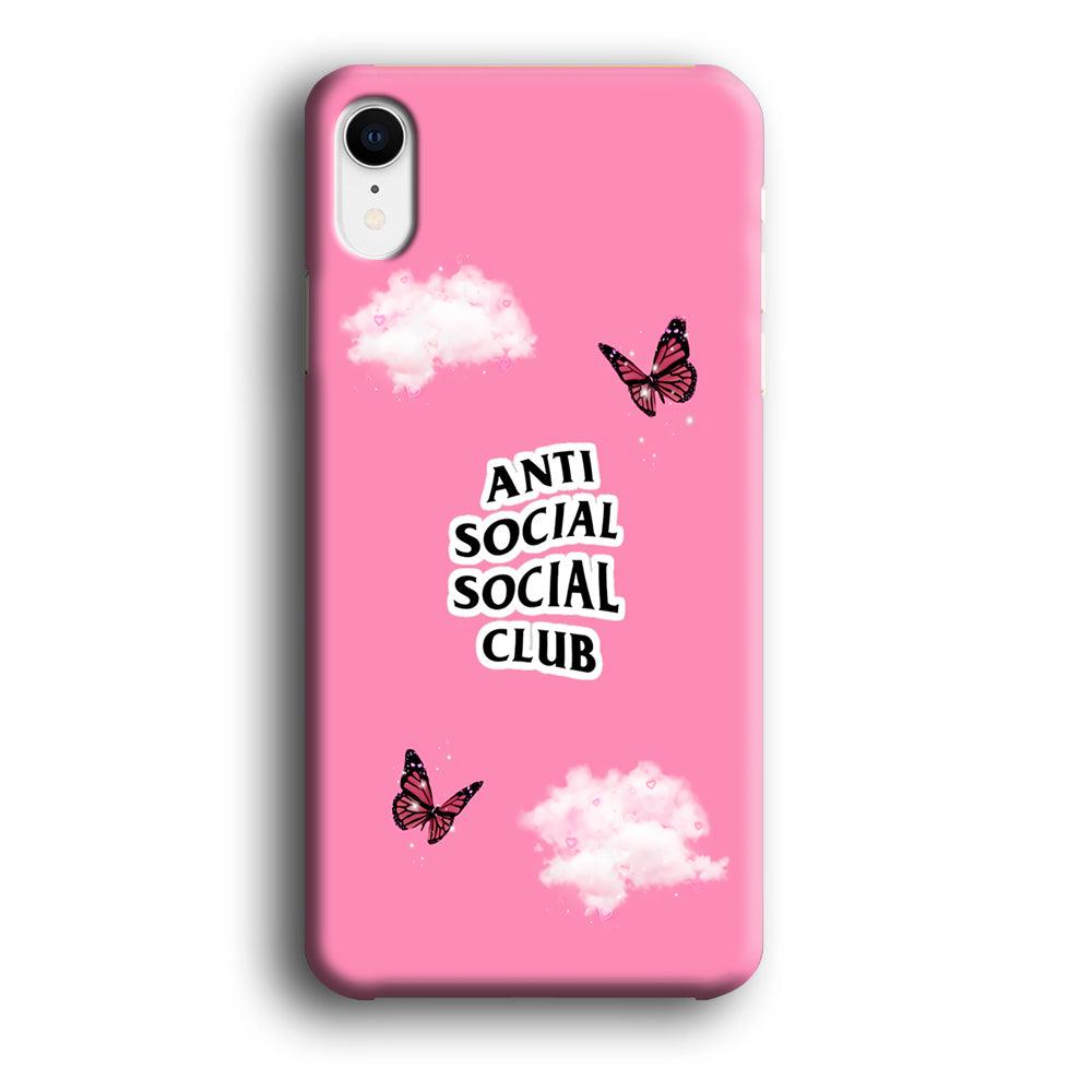 Anti Social Club Pink iPhone XR Case-Plastic / Full Wrap (3D Case)-Xtracase