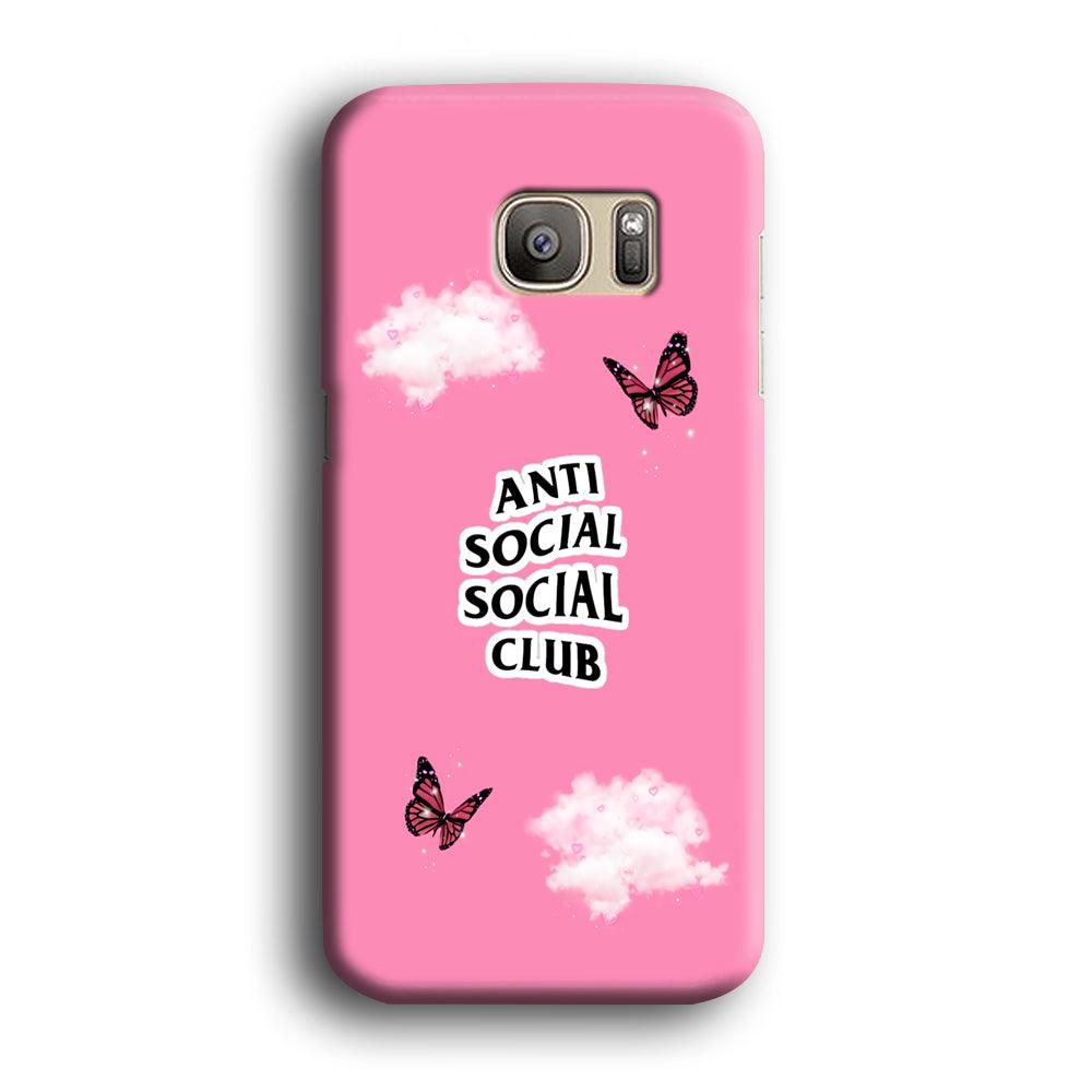 Anti Social Club Pink Samsung Galaxy S7 Edge Case-Plastic / Full Wrap (3D Case)-Xtracase