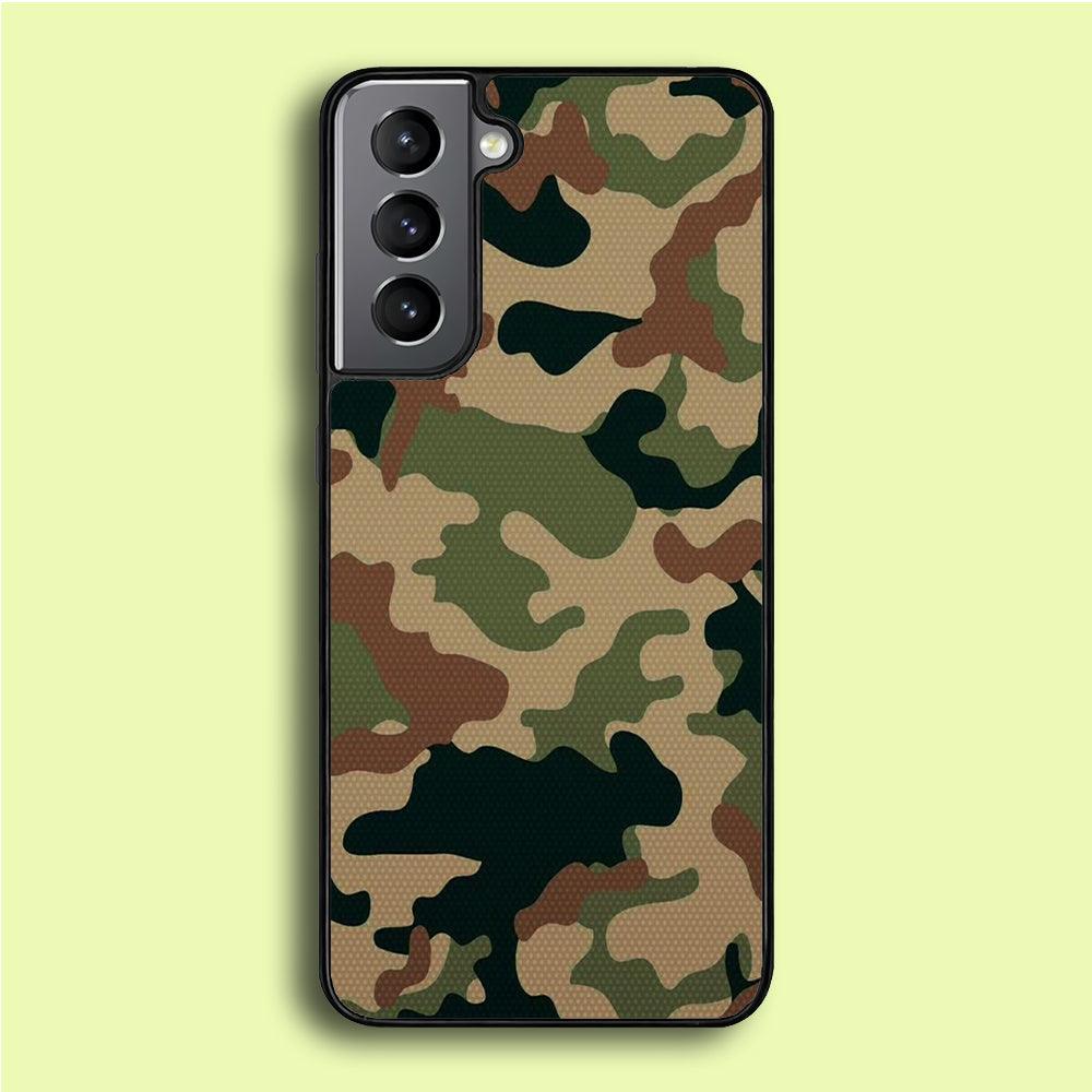 Army Pattern 003 Samsung Galaxy S21 Case-Rubber / White (2D Case)-Xtracase