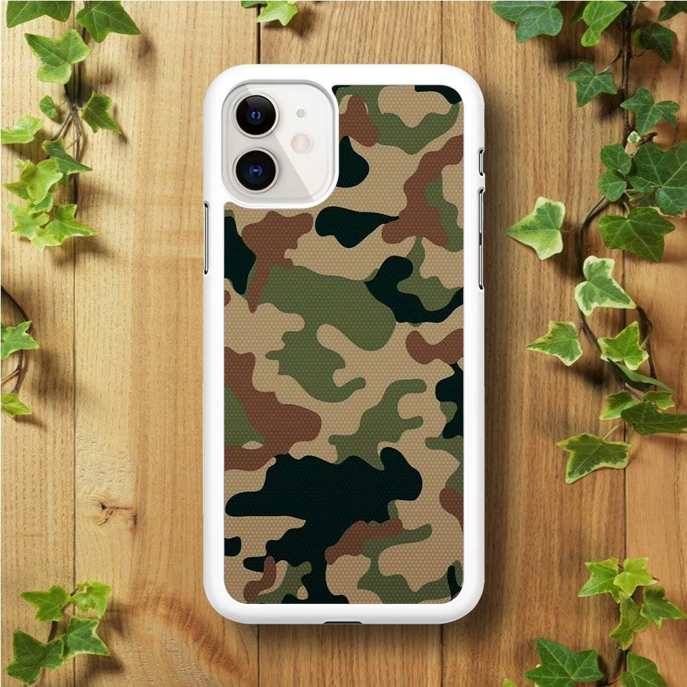 Army Pattern 003 iPhone 11 Case-Rubber / White (2D Case)-Xtracase
