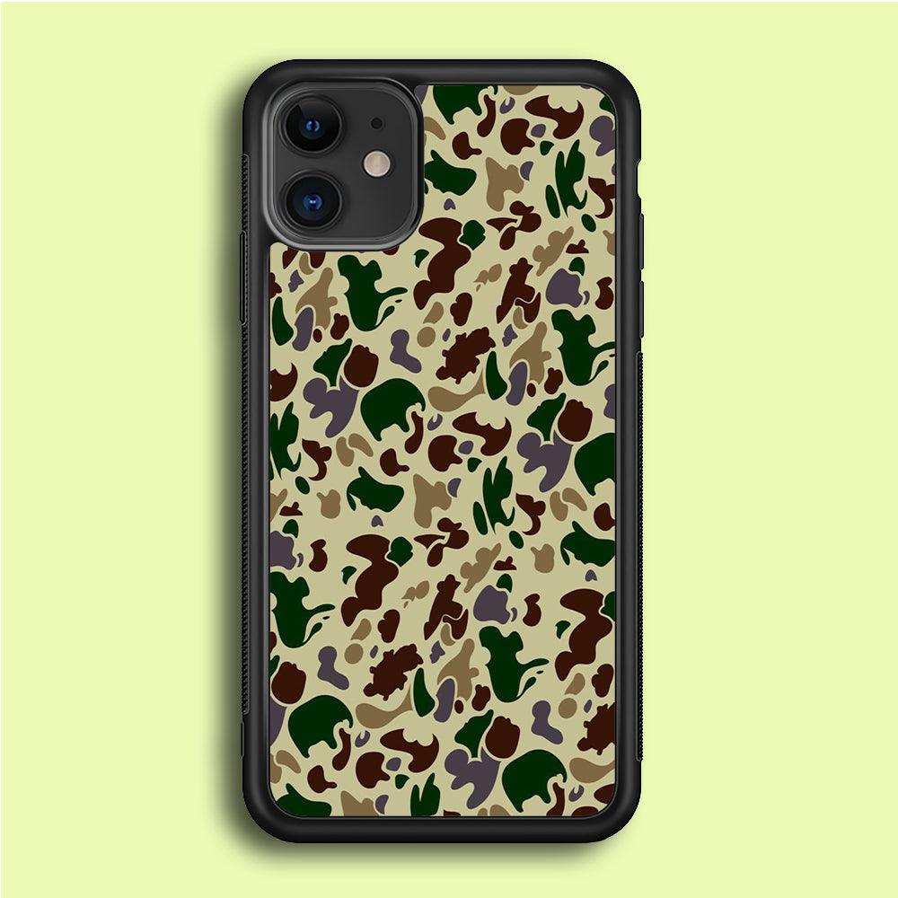 Army Pattern 005 iPhone 12 Case-Rubber / Black (2D Case)-Xtracase