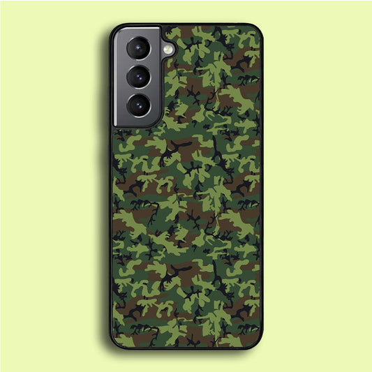 Army Pattern 006 Samsung Galaxy S21 Case-Rubber / White (2D Case)-Xtracase