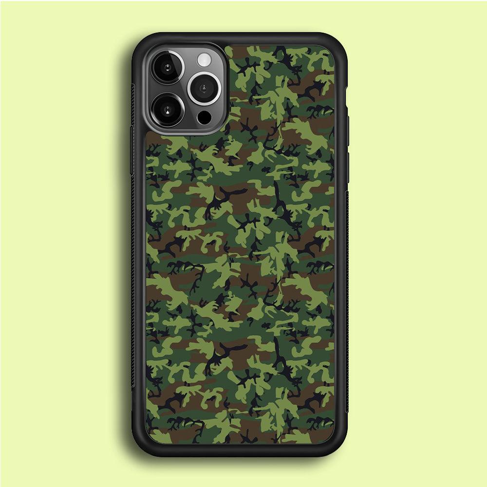 Army Pattern 006 iPhone 12 Pro Case-Rubber / Black (2D Case)-Xtracase