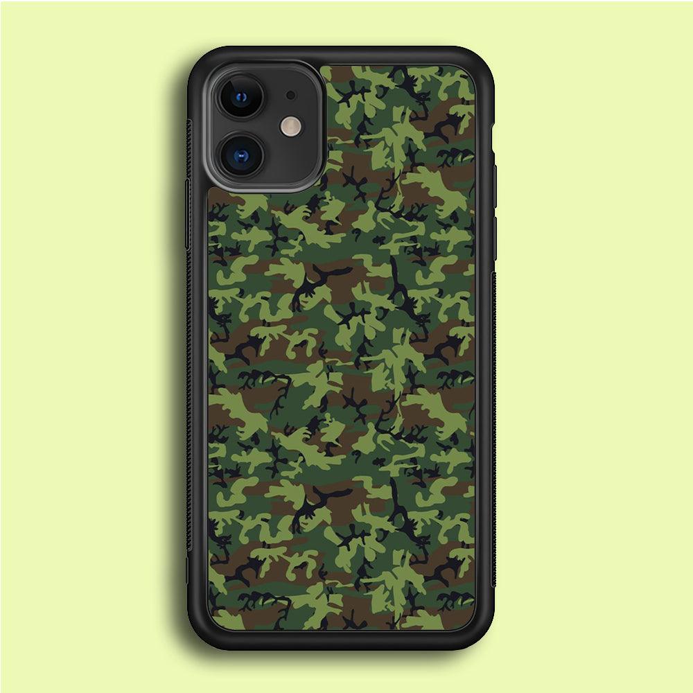 Army Pattern 006 iPhone 12 Mini Case-Rubber / Black (2D Case)-Xtracase