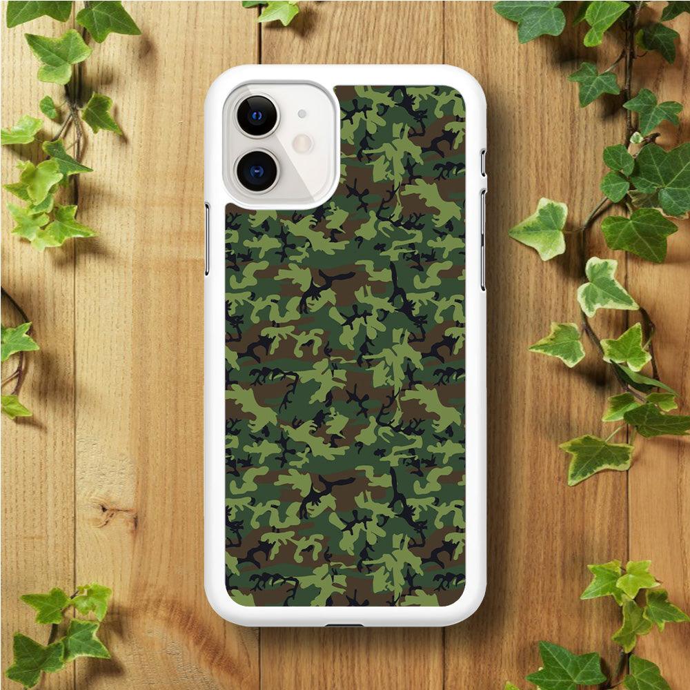 Army Pattern 006 iPhone 11 Case-Rubber / White (2D Case)-Xtracase