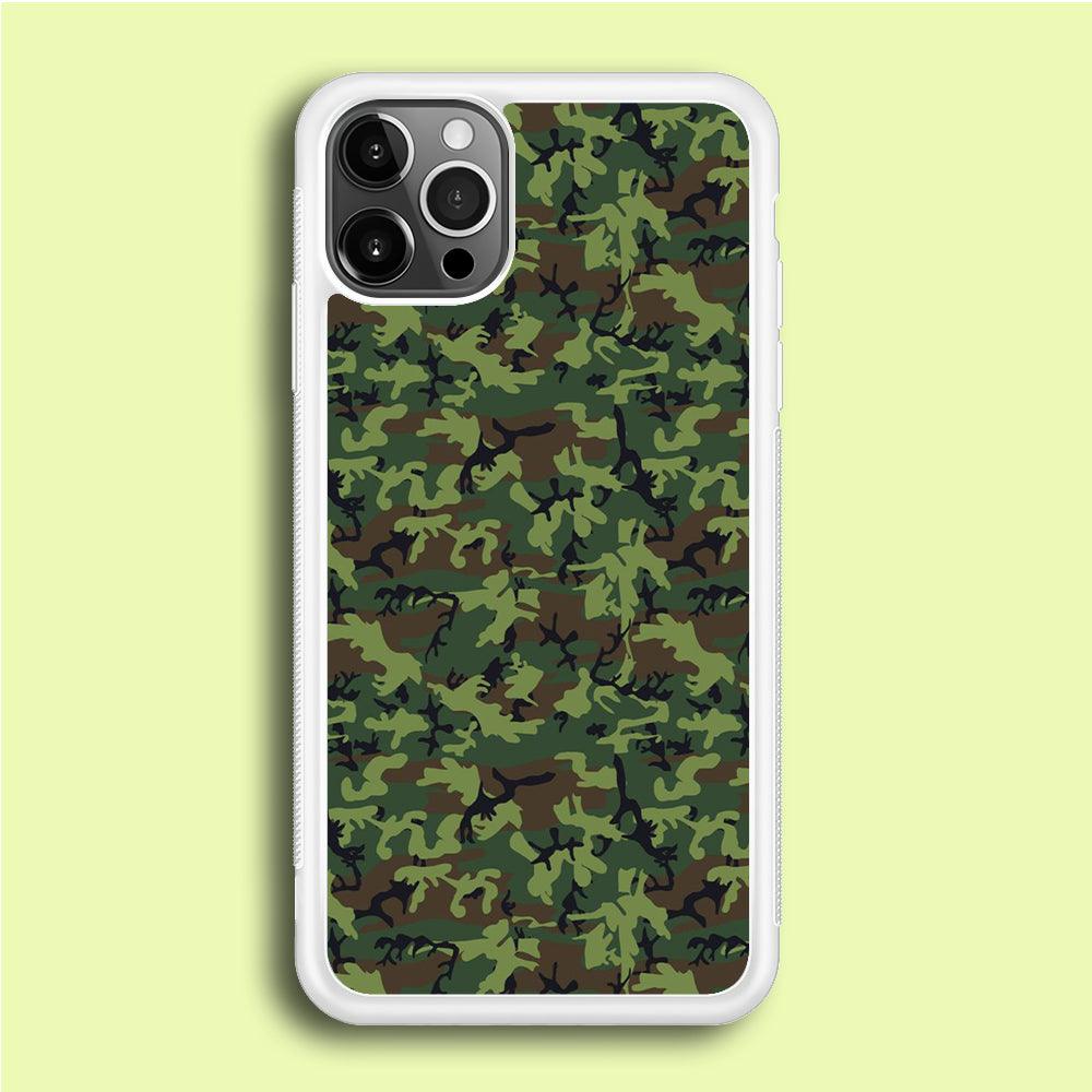 Army Pattern 006 iPhone 12 Pro Case-Rubber / White (2D Case)-Xtracase