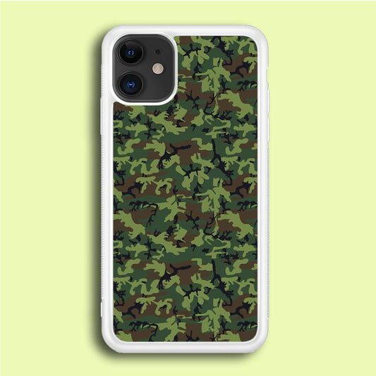 Army Pattern 006 iPhone 12 Case-Rubber / White (2D Case)-Xtracase